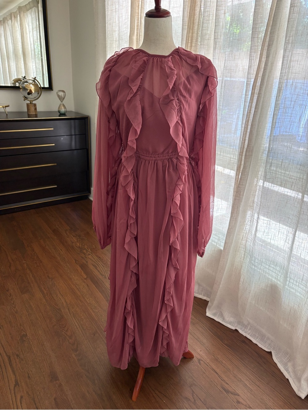 ASOS Curve Rose Pink Ruffle Maxi Dress - Picture 3 of 10